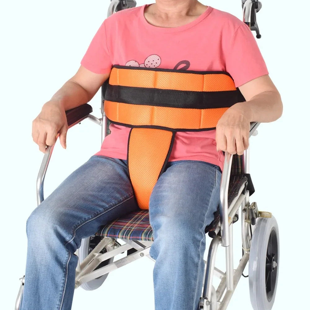 Rollstuhl-Sicherheitsgurt mit T-Polster – Atmungsaktiver Schutzgurt zur Sturzprävention und Fixierung von Patienten
