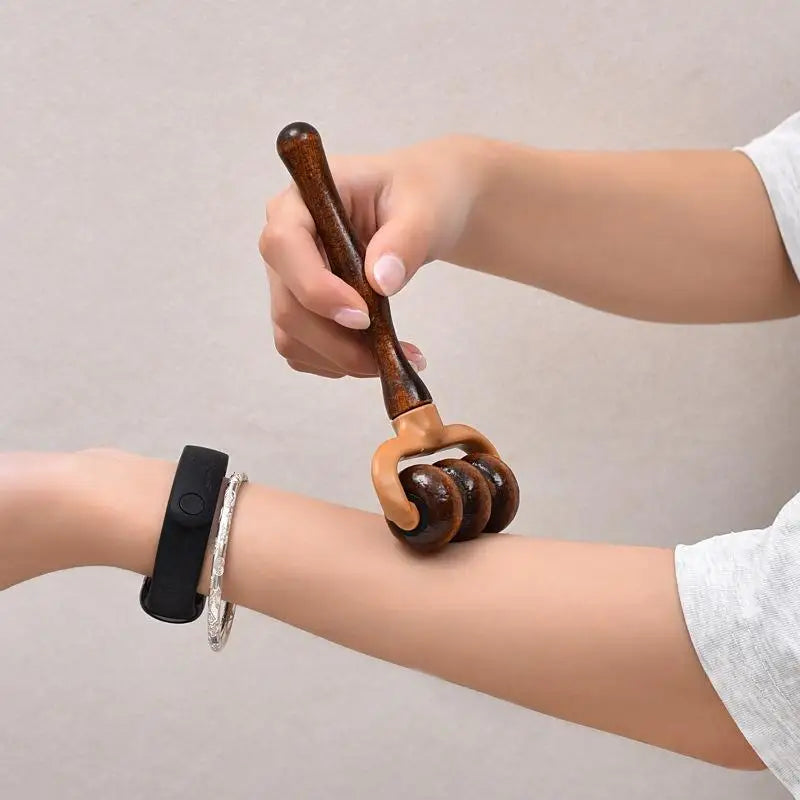 Handgehaltener Holz Massage Roller – Nacken-, Schulter- und Kopfmassagegerät