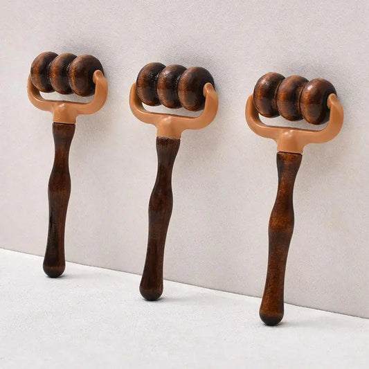 Handgehaltener Holz Massage Roller – Nacken-, Schulter- und Kopfmassagegerät